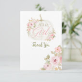 Het is een meisje pompoen Roos Baby shower Dank u Bedankkaart (Staand voorkant)
