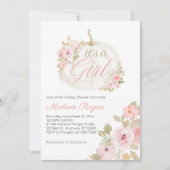 Het is een meisje - pompoen Roos Baby shower Kaart (Voorkant)