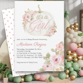 Het is een meisje - pompoen Roos Baby shower Kaart