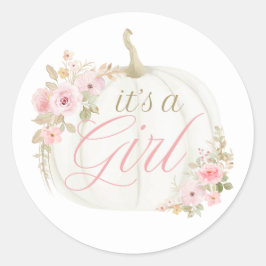 Het is een meisje pompoen roos baby shower ronde s sticker