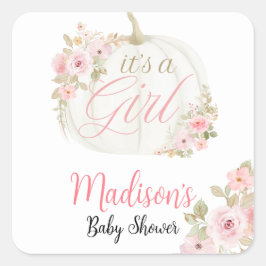 Het is een meisje pompoen roos baby shower sticker