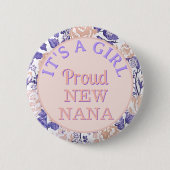 Het is een meisje! Proud New Nana Button (Voorkant)