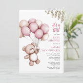 Het is een meisje puppy ballon Baby shower Kaart (Staand voorkant)
