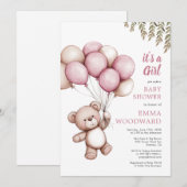 Het is een meisje puppy ballon Baby shower Kaart (Voorkant / Achterkant)
