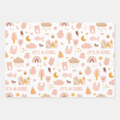 Het is een meisje. Putroze speelgoed baby shower Inpakpapier Vel (Voorkant)