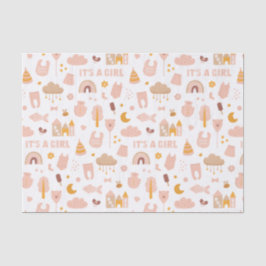 Het is een meisje. Putroze speelgoed baby shower Tissuepapier