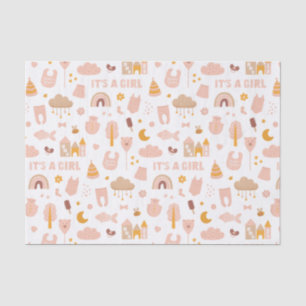 Het is een meisje. Putroze speelgoed baby shower Tissuepapier