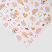 Het is een meisje. Putroze speelgoed baby shower Tissuepapier (Detail)