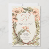 Het is een meisje QR Code Pink Roses Baby shower Kaart (Voorkant)