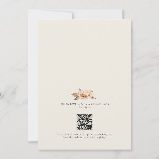 Het is een meisje QR Code Pink Roses Baby shower Kaart (Achterkant)