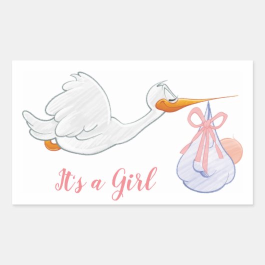Het is een meisje rechthoekige sticker (Voorkant)