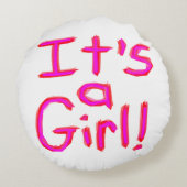 Het is een meisje! rond kussen (Achterkant)
