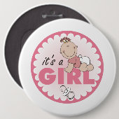 Het is een meisje ronde button 6,0 cm (Voorkant /achterkant)