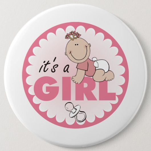 Het is een meisje ronde button 6,0 cm (Voorkant)