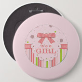 Het is een meisje ronde button 6,0 cm (Voorkant /achterkant)