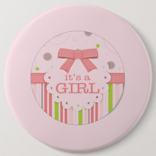 Het is een meisje ronde button 6,0 cm (Voorkant)