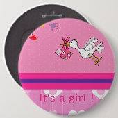 Het is een meisje. ronde button 6,0 cm (Voorkant /achterkant)