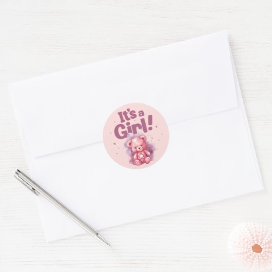 Het is een meisje ronde sticker (Envelop)