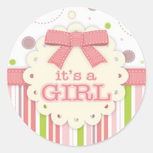Het is een meisje ronde sticker (Voorkant)