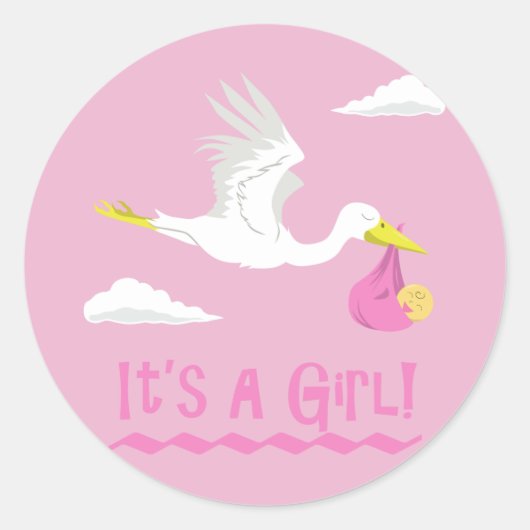 Het is een meisje! ronde sticker (Voorkant)