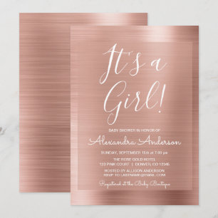 Het is een meisje! - Roos Gold Foil Baby shower Kaart