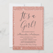 Het is een meisje! - Roos Gold Glitter Baby shower Kaart (Achterkant)