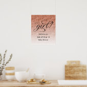 Het is een meisje, Roos Gold Glitter Baby shower W Poster (Keuken)