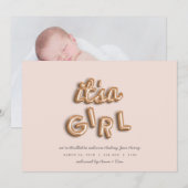 Het is een meisje! Roos goud/PINK Aankondiging (Voorkant / Achterkant)