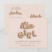 Het is een meisje! Roos goud/ROZE briefkaart. Aankondigingskaart (Voorkant / Achterkant)