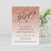 Het is een Meisje Roos Gouden Ombre Glitter Baby S Kaart (Staand voorkant)