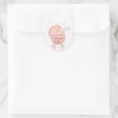 Het is een meisje! Roze Baby Buggy kondiging Ronde Sticker (Tas)