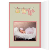 Het is een meisje. Roze Baby Carriage Baby Foto (Binnen (Links))