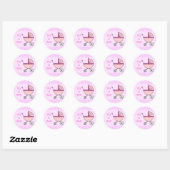 Het is een meisje! Roze Baby Carriage Ronde Sticker (Vel)