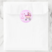 Het is een meisje! Roze Baby Carriage Ronde Sticker (Tas)