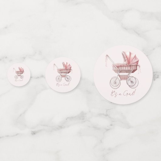 Het is een meisje! Roze Baby Carriage Shower Confetti (Voorkanten)