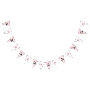 Het is een meisje Roze baby- en puppybabyfeest Vlaggetjes