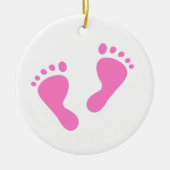 Het is een meisje - Roze Baby Feet Keramisch Ornament (Voorkant)