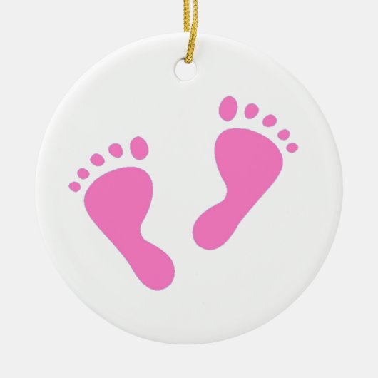 Het is een meisje - Roze Baby Feet Keramisch Ornament (Voorkant)
