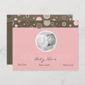Het is een meisje! - Roze Baby Girl Custom Briefka Aankondigingskaart (Voorkant / Achterkant)