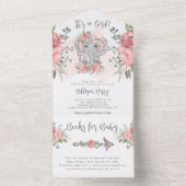 Het is een meisje roze Baby shower All In One Uitnodiging (Binnen)