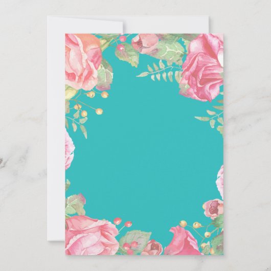 Het is een meisje roze Baby shower Blauwgroen Kaart (Achterkant)