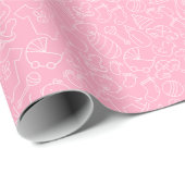 Het is een meisje roze Baby shower Cadeaupapier (Rol Hoek)