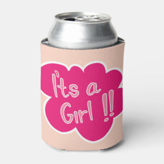 Het is een meisje roze baby shower feest blikjeskoeler