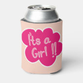 Het is een meisje roze baby shower feest blikjeskoeler (Blikje Achterkant)