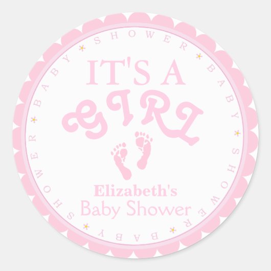 Het is een meisje-roze Baby shower gunst Ronde Sticker (Voorkant)