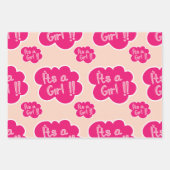 Het is een meisje roze baby shower inpakpapier vel (Voorkant 3)