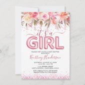 Het is een meisje roze Baby shower Kaart (Voorkant)