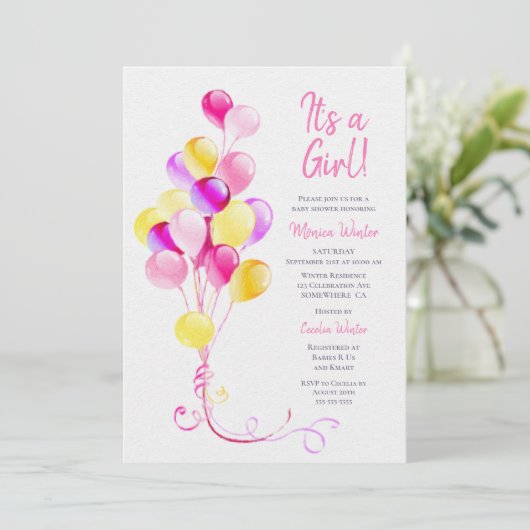 Het is een meisje roze Baby shower Kaart (Staand voorkant)