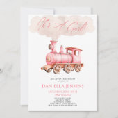 Het is een meisje! Roze  Baby shower Kaart (Voorkant)