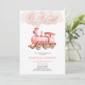 Het is een meisje! Roze  Baby shower Kaart (Staand voorkant)